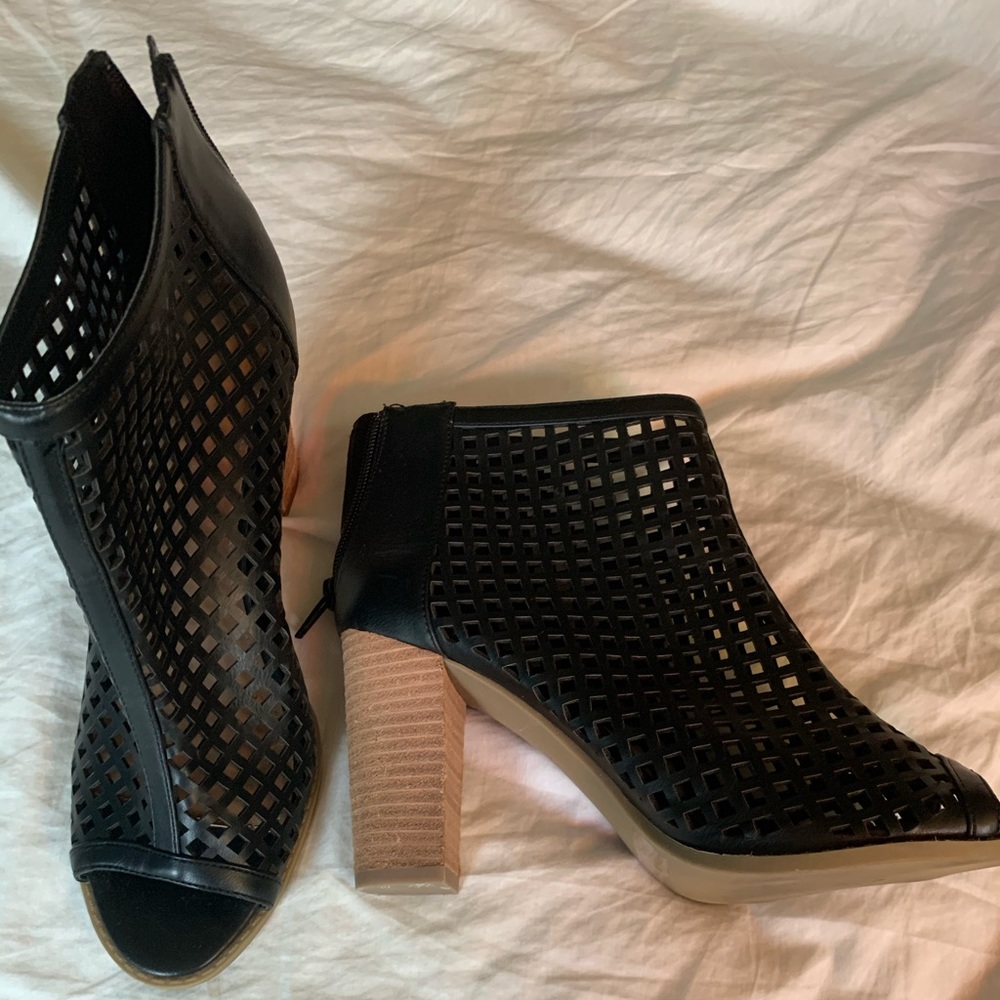 Leather stack heels